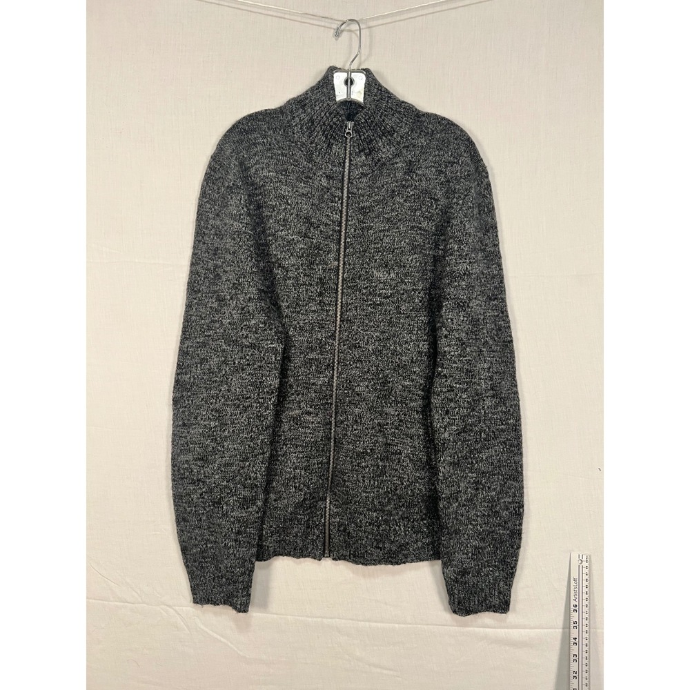 Gap Mens Full Zip Wool Blend Sweater Gray Marl Mock Neck L 684892-00